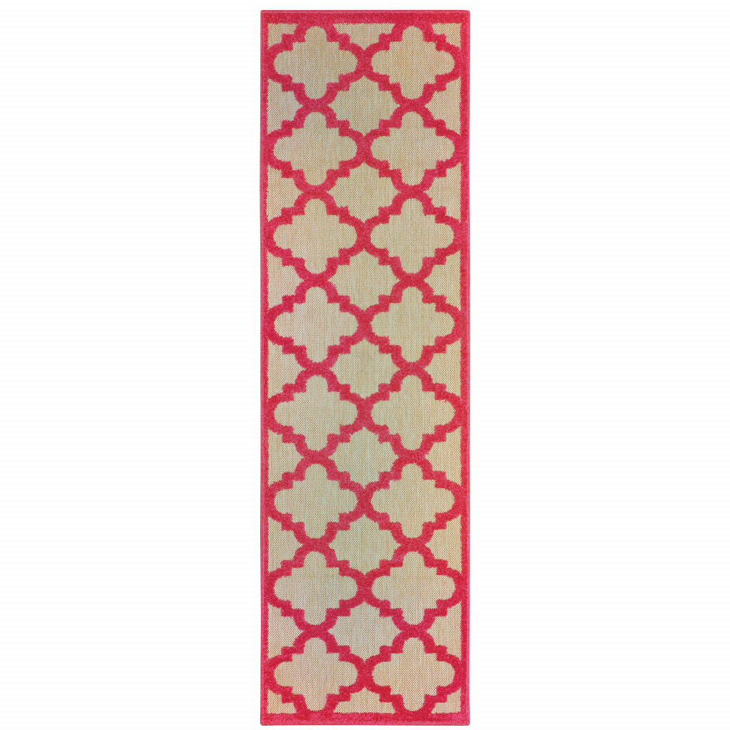 2' X 8' Red Geometric Stain Resistant Indoor Outdoor Area Rug-506816-1