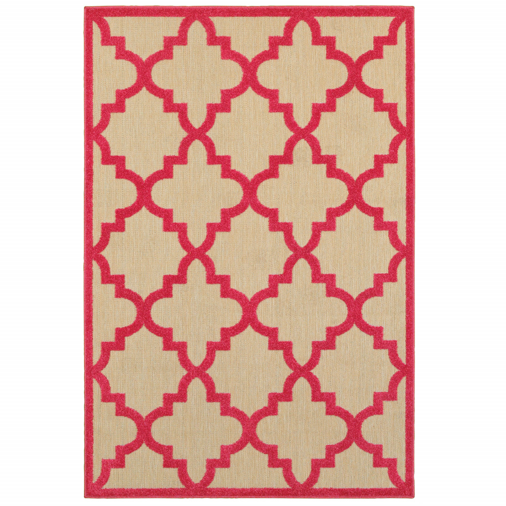 8' X 11' Red Geometric Stain Resistant Indoor Outdoor Area Rug-506820-1