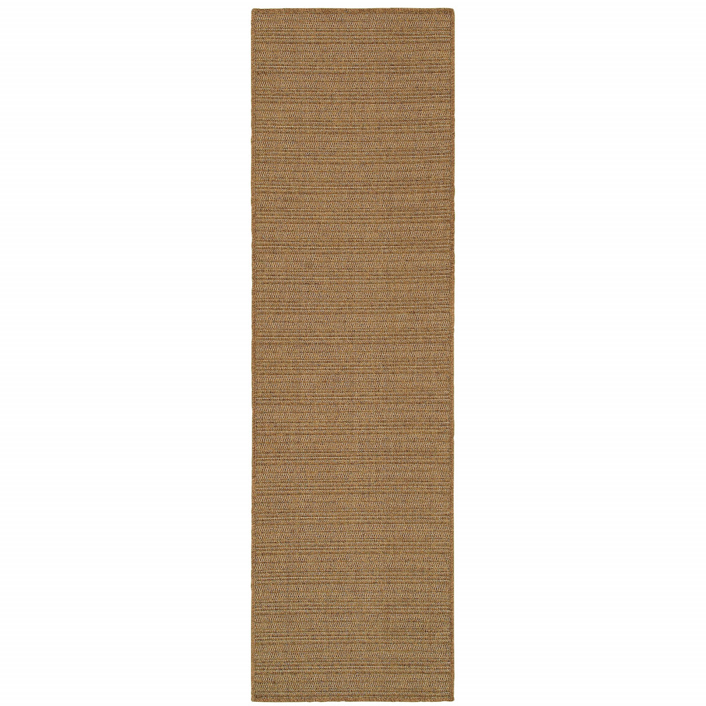 2' X 8' Tan Striped Stain Resistant Indoor Outdoor Area Rug-506869-1