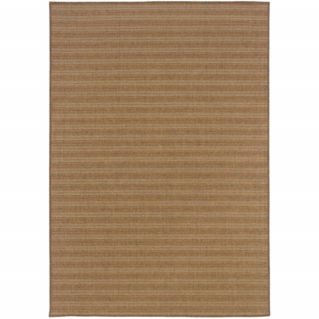 4' X 6' Tan Striped Stain Resistant Indoor Outdoor Area Rug-506871-1