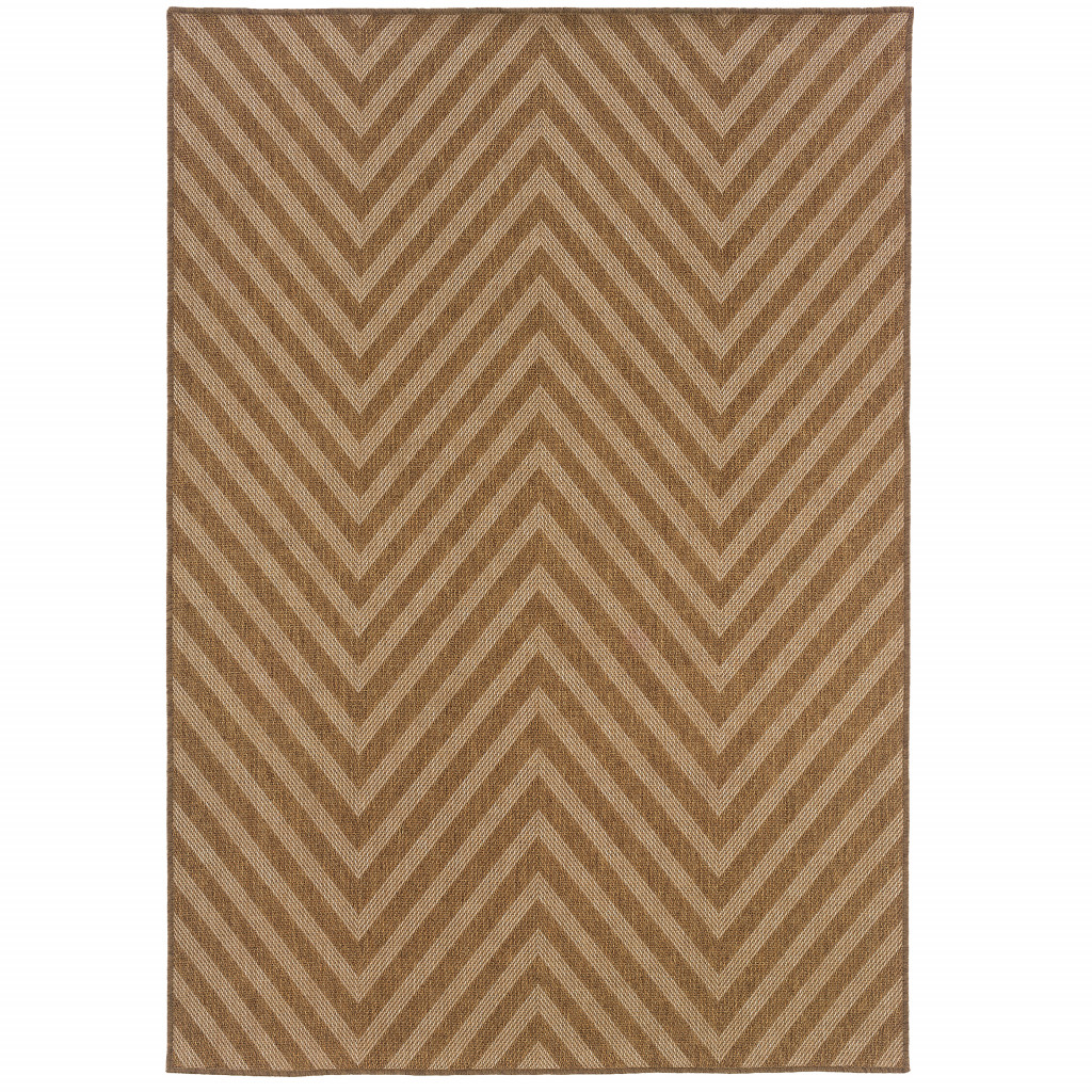 4' X 6' Tan Geometric Stain Resistant Indoor Outdoor Area Rug-506880-1