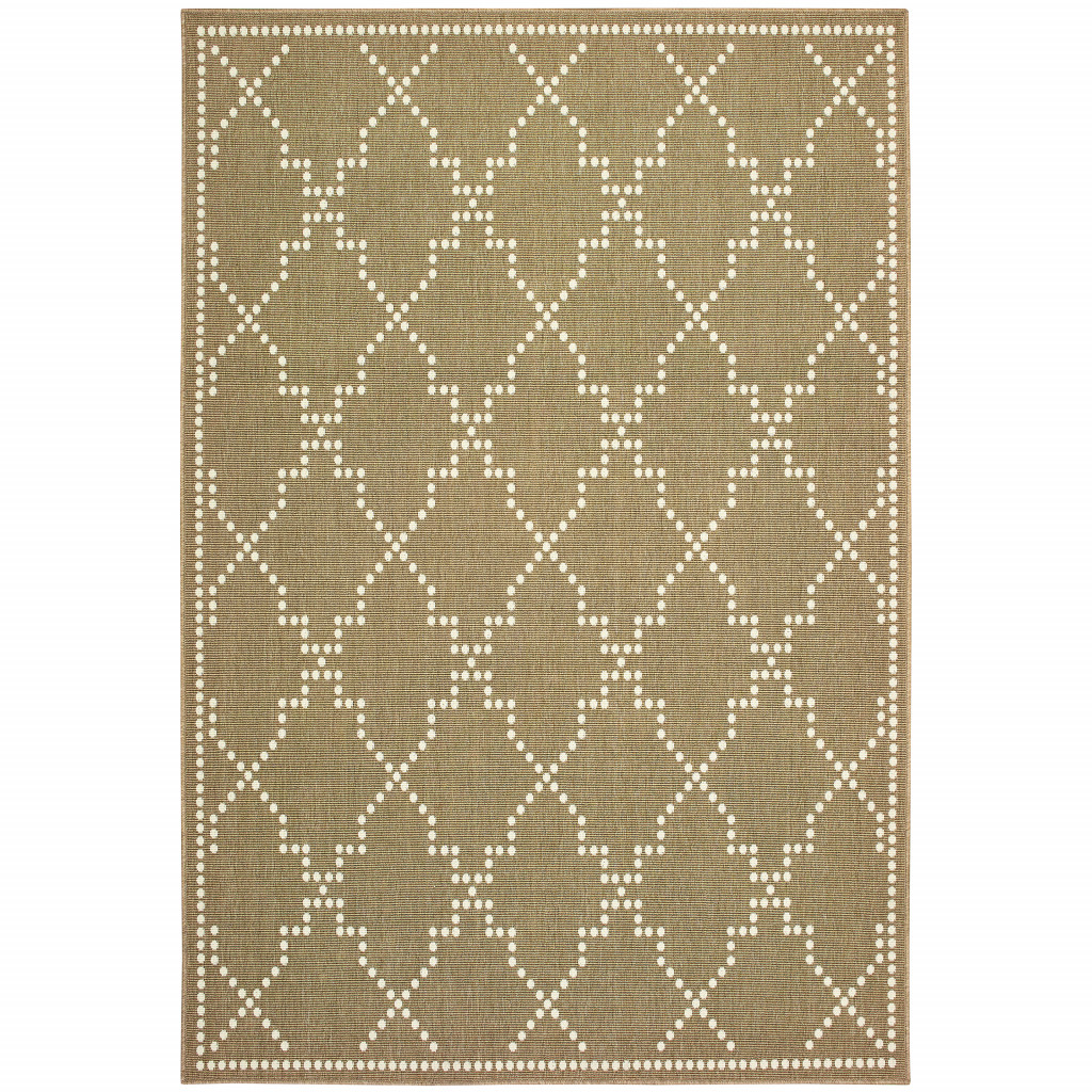 4' X 6' Tan Geometric Stain Resistant Indoor Outdoor Area Rug-507079-1