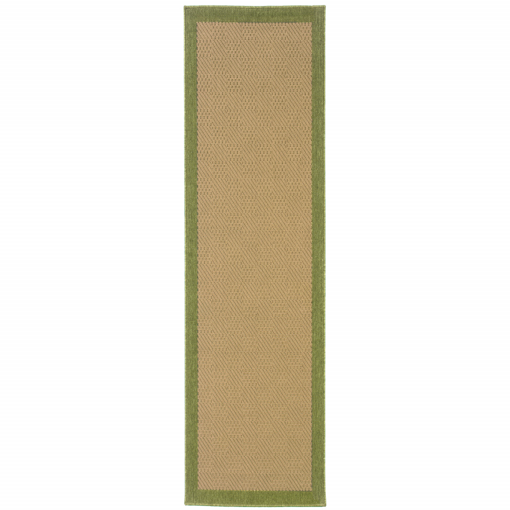 2' X 8' Beige Stain Resistant Indoor Outdoor Area Rug-507608-1