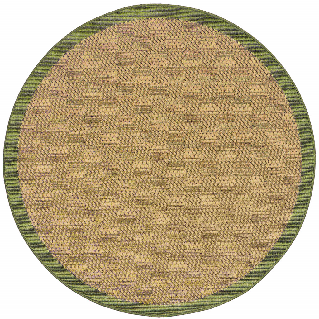 8' X 8' Beige Round Stain Resistant Indoor Outdoor Area Rug-507614-1