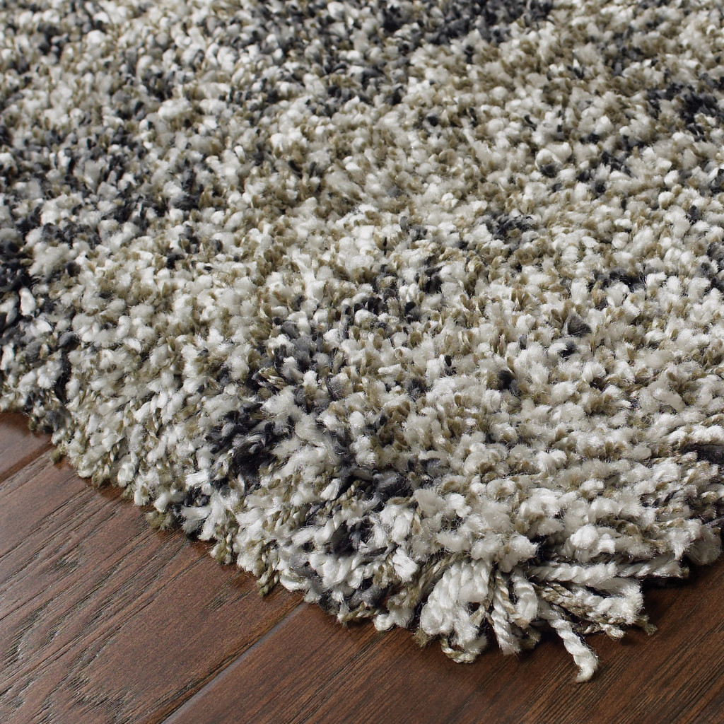 7" X 10" Gray Abstract Shag Power Loom Area Rug