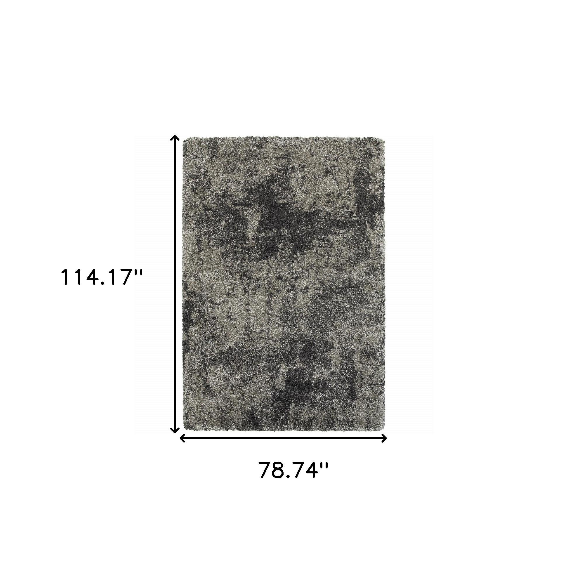 7" X 10" Gray Abstract Shag Power Loom Area Rug
