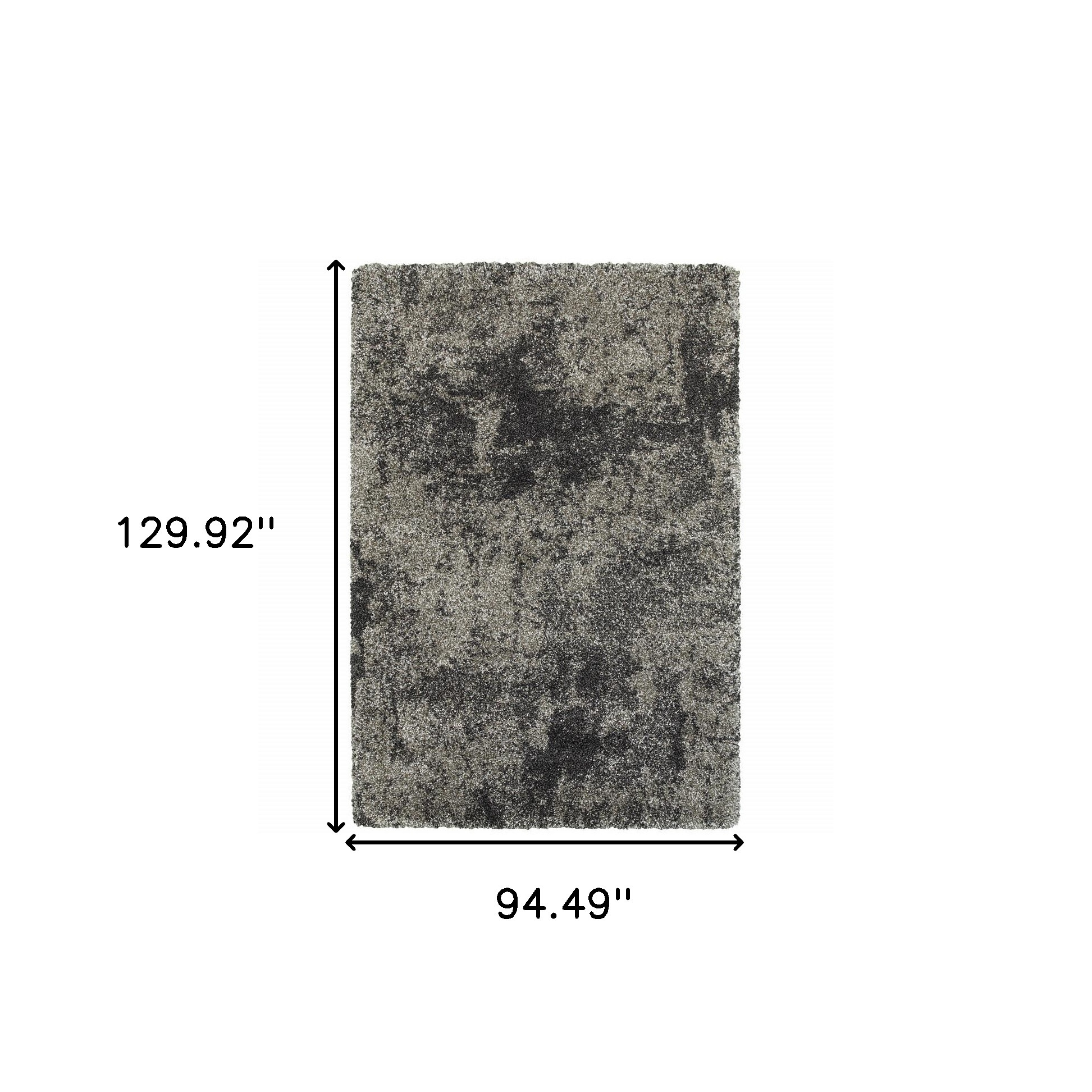 8" X 11" Charcoal Silver And Grey Abstract Shag Power Loom Stain Resistant Area Rug