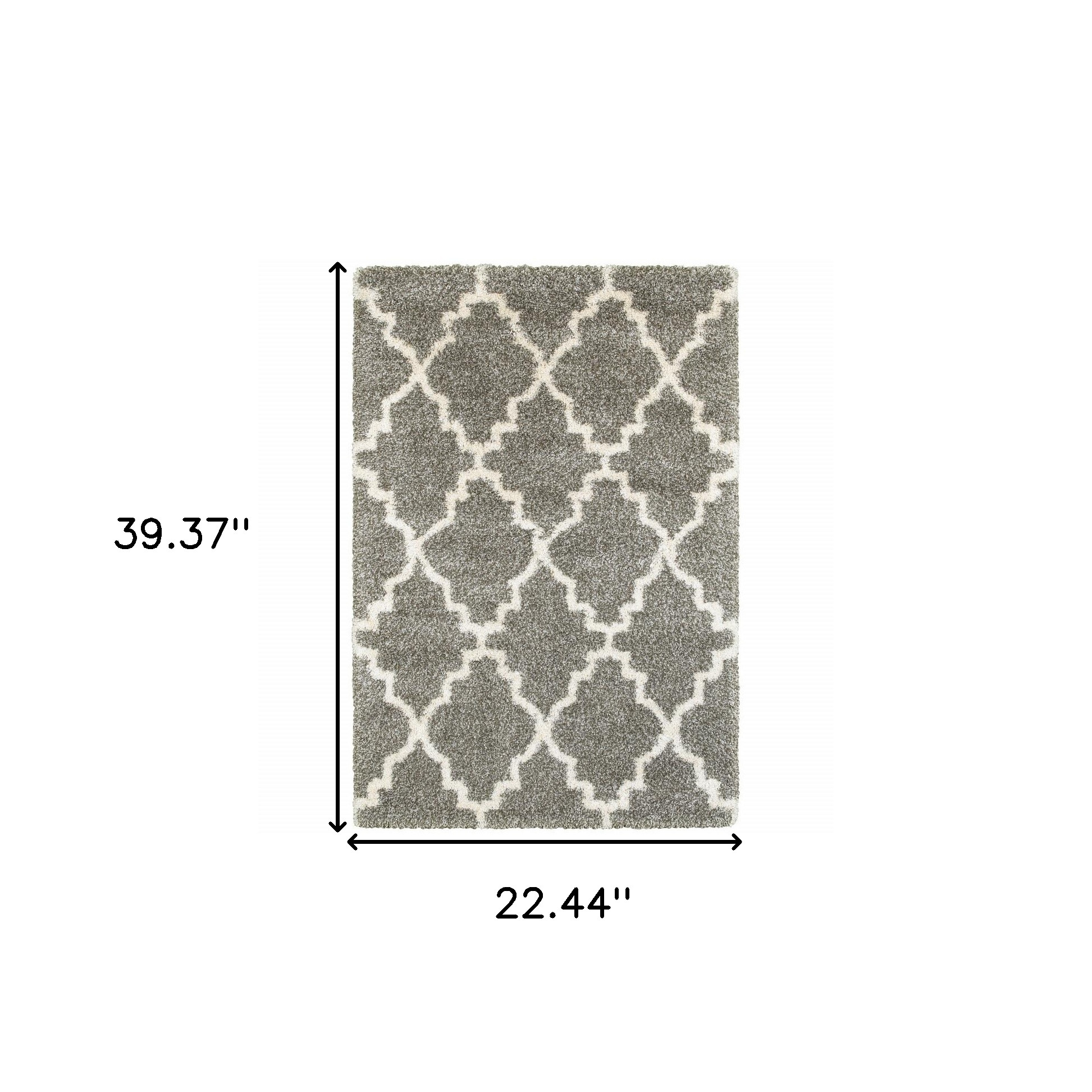 2" X 3" Grey And Ivory Geometric Shag Power Loom Stain Resistant Area Rug
