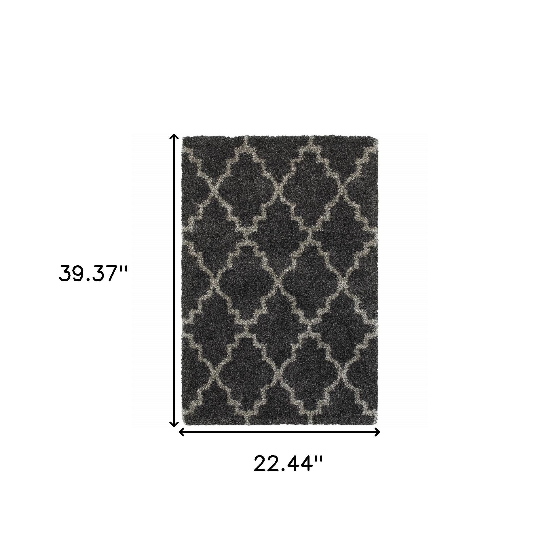 2" X 3" Charcoal And Grey Geometric Shag Power Loom Stain Resistant Area Rug