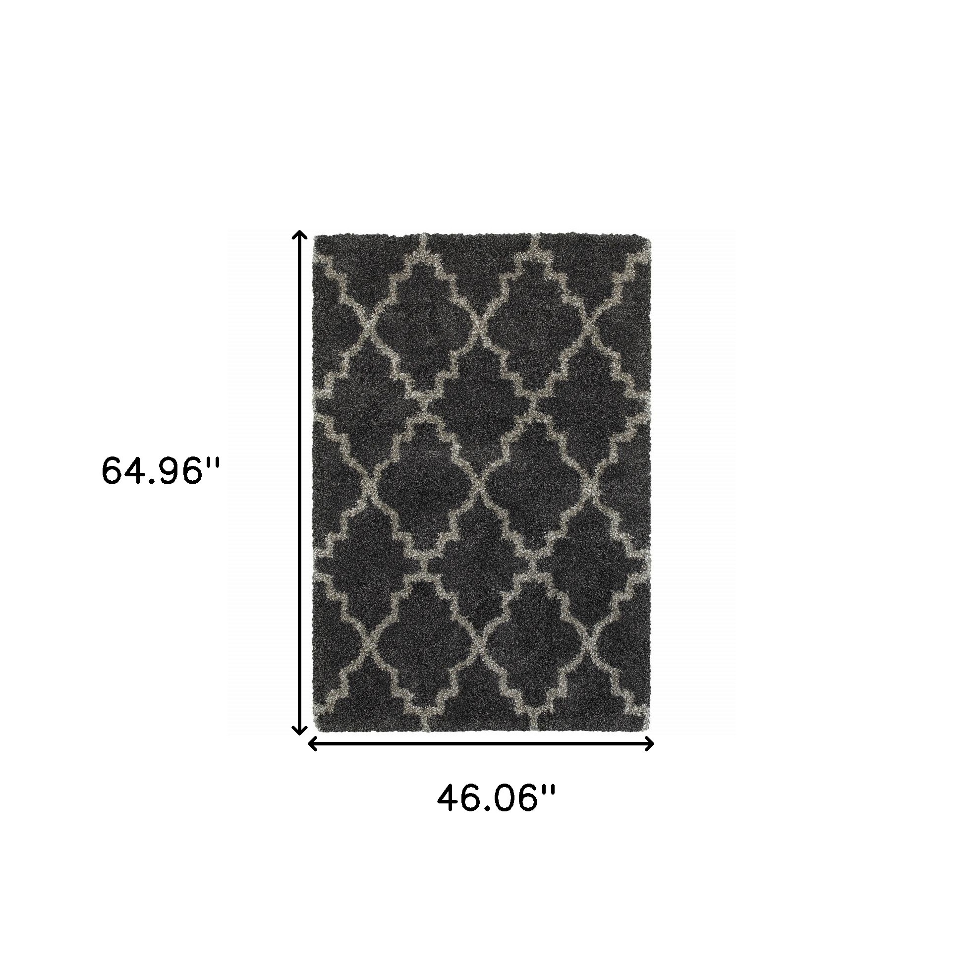 4" X 6" Charcoal And Grey Geometric Shag Power Loom Stain Resistant Area Rug