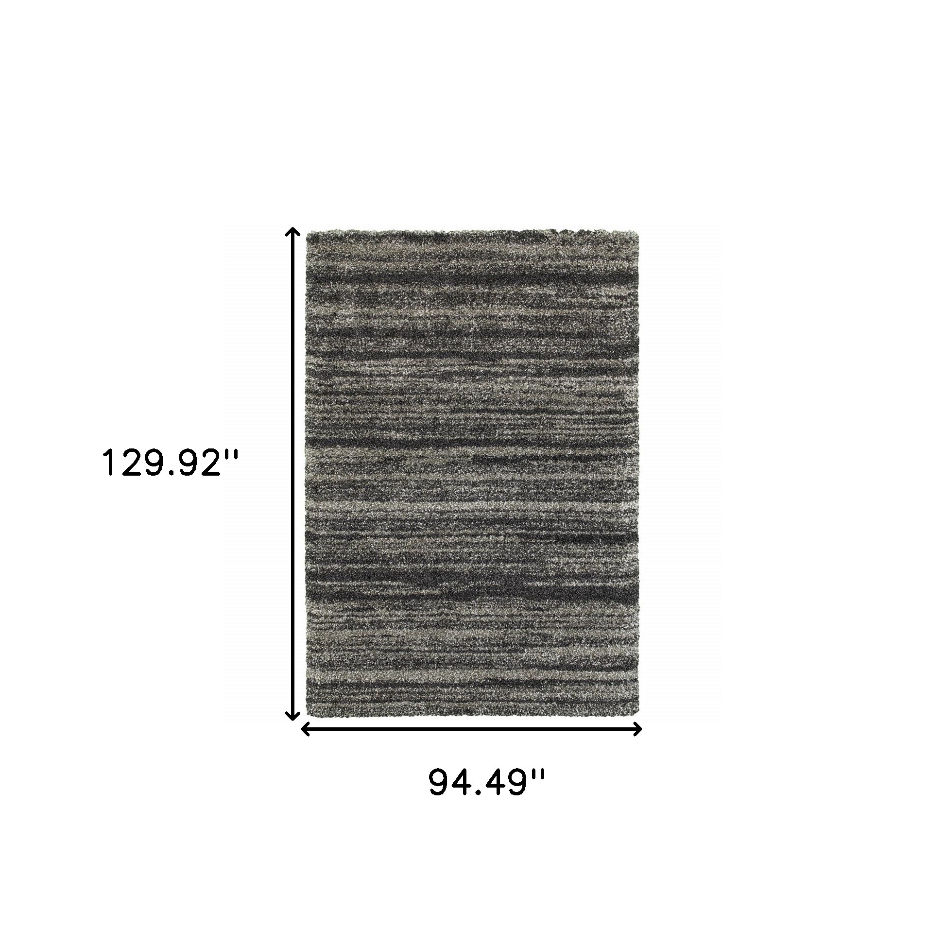 8" X 11" Charcoal Silver And Grey Geometric Shag Power Loom Stain Resistant Area Rug