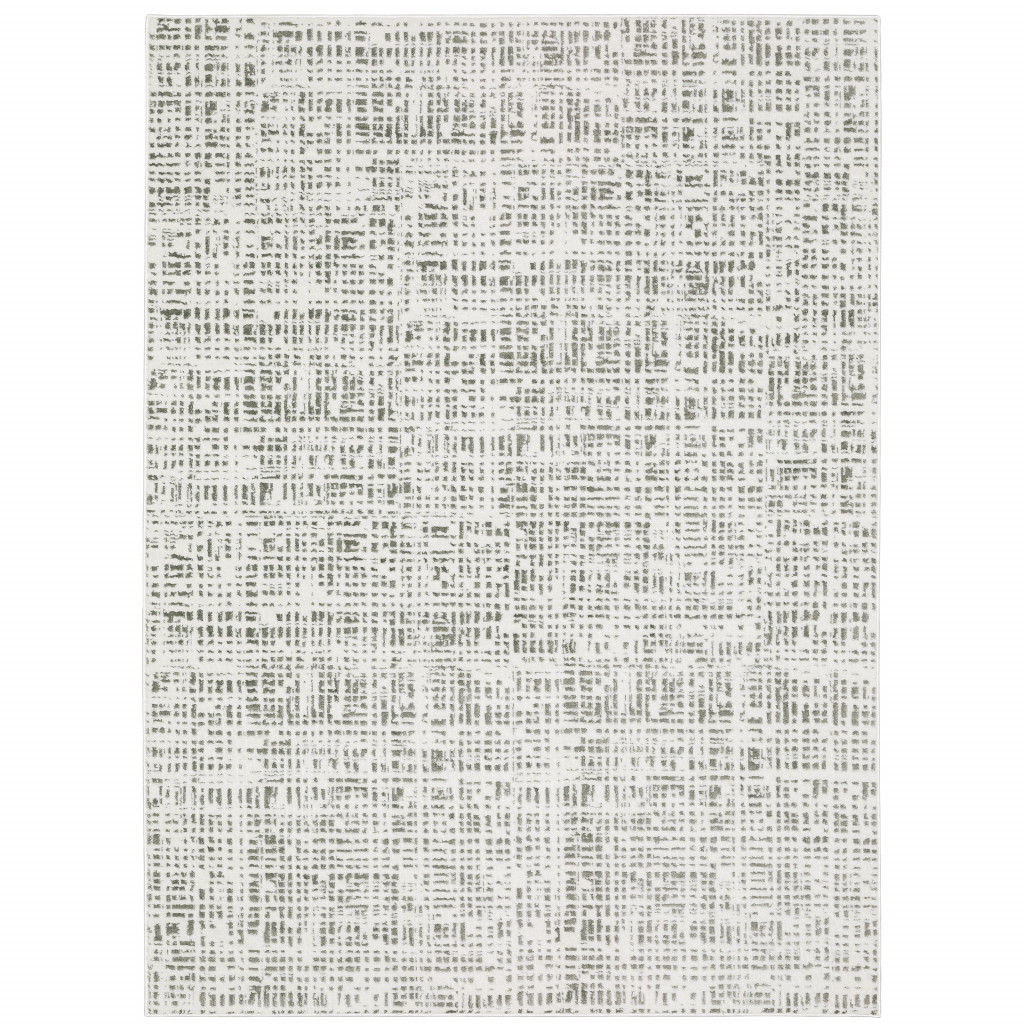 7" X 10" Gray and White Abstract Power Loom Area Rug