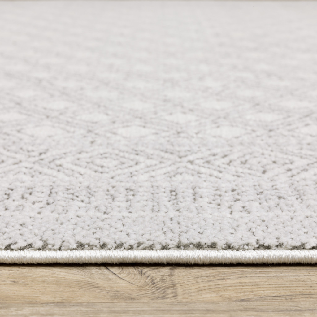 3" X 5" White And Grey Oriental Power Loom Stain Resistant Area Rug