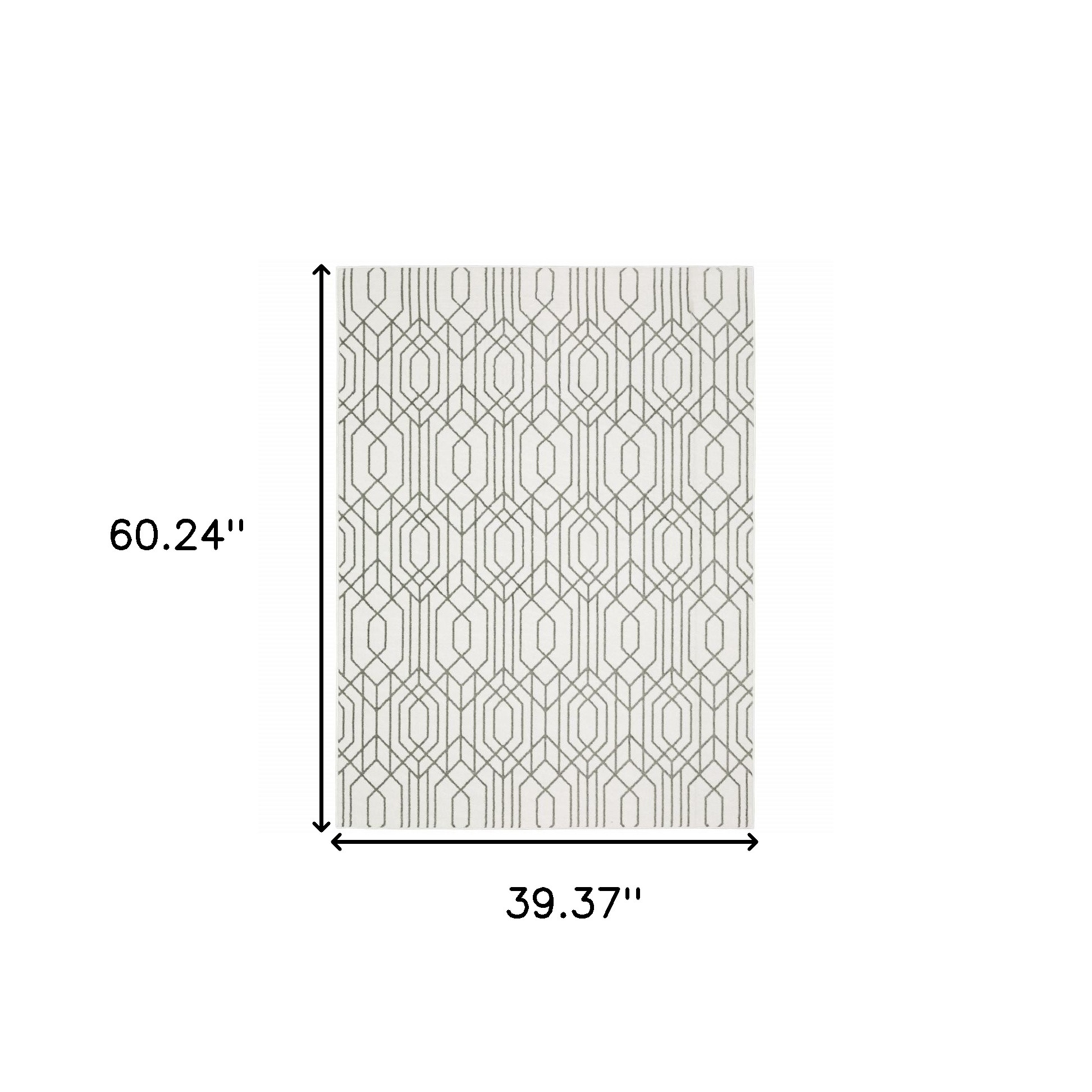 3" X 5" White And Grey Geometric Power Loom Stain Resistant Area Rug