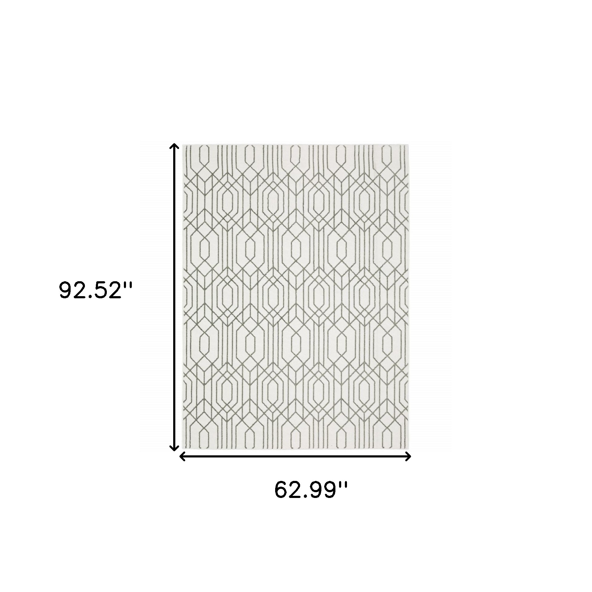 5" X 8" White And Grey Geometric Power Loom Stain Resistant Area Rug