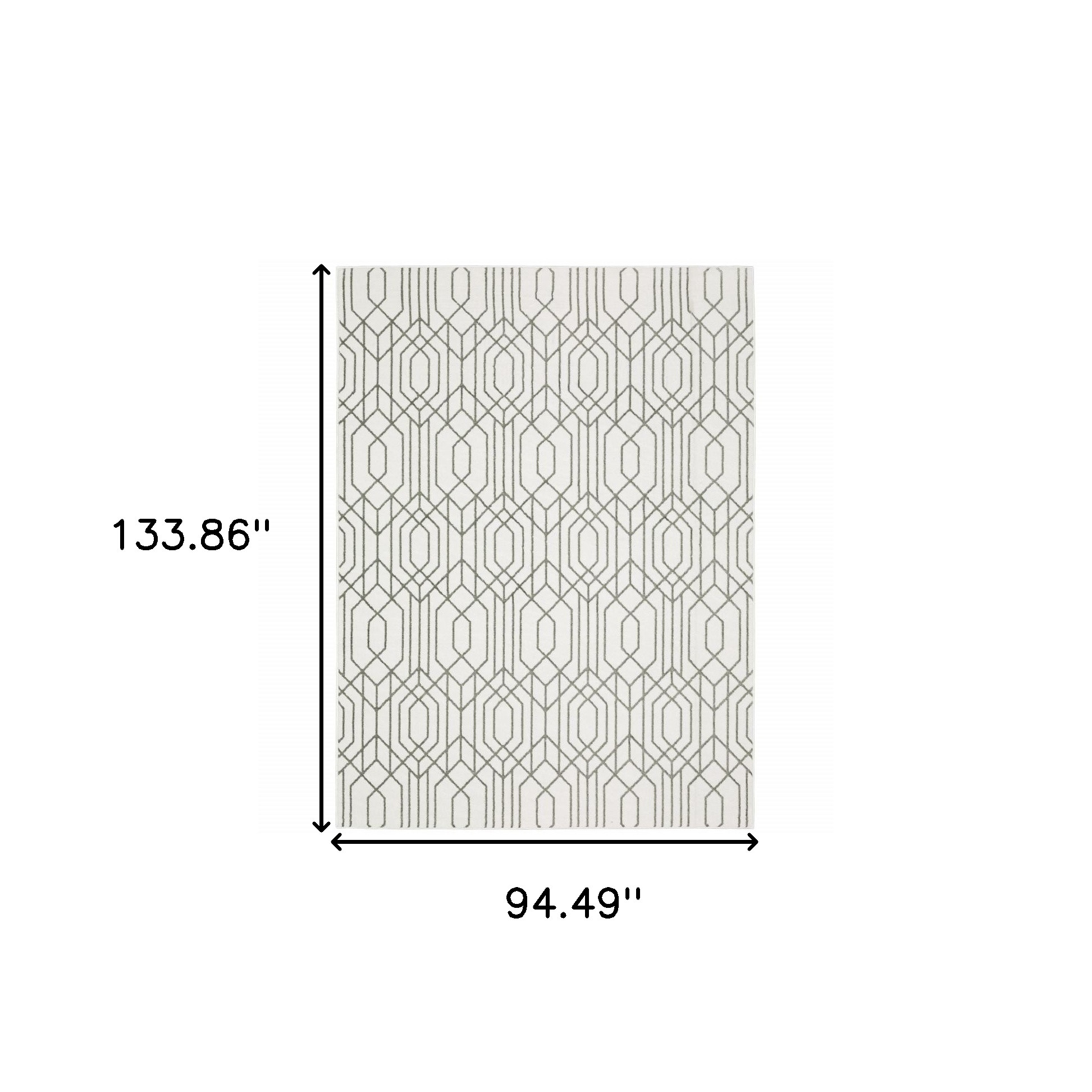 8" X 11" White And Grey Geometric Power Loom Stain Resistant Area Rug