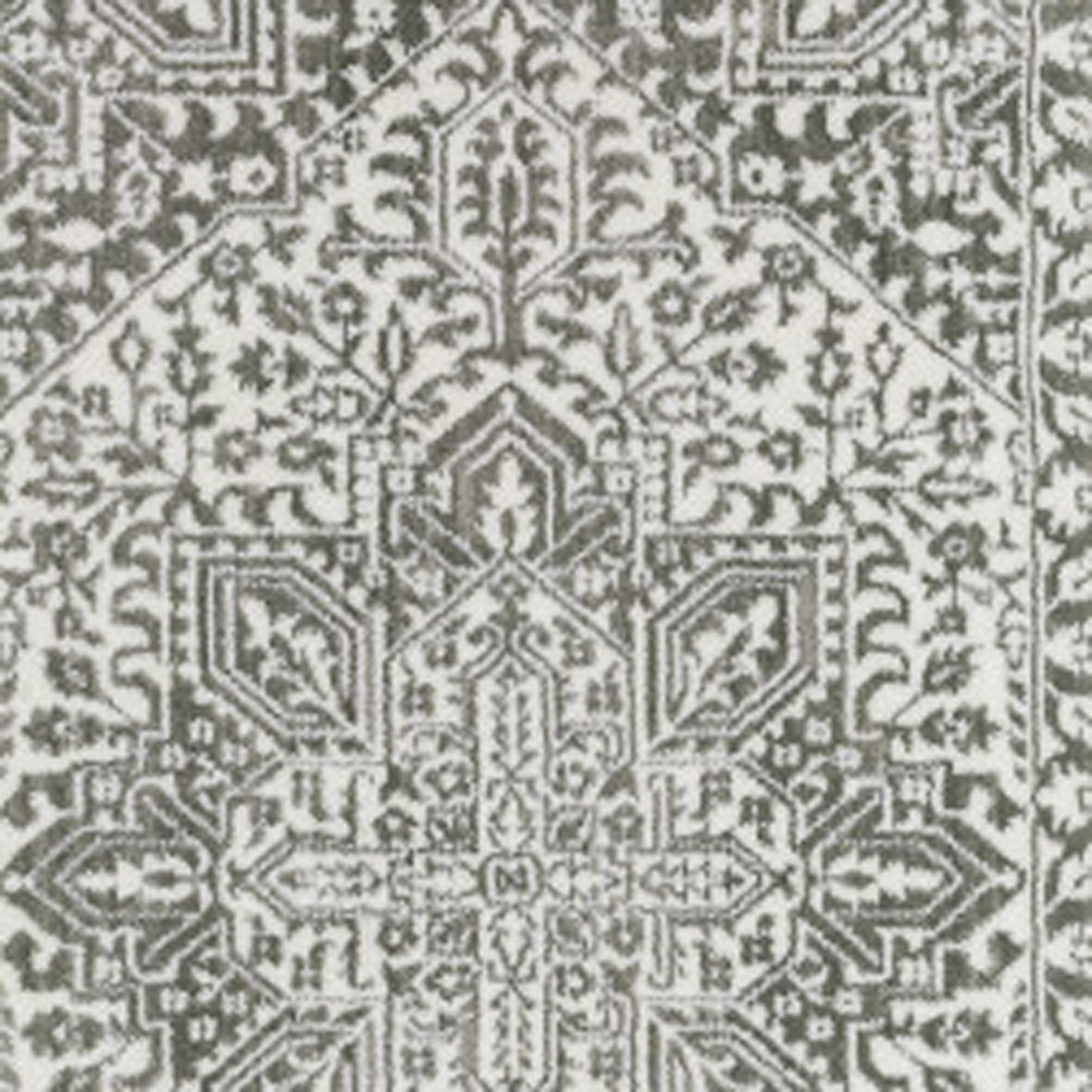 2" X 8" Grey And White Oriental Power Loom Stain Resistant Runner Rug