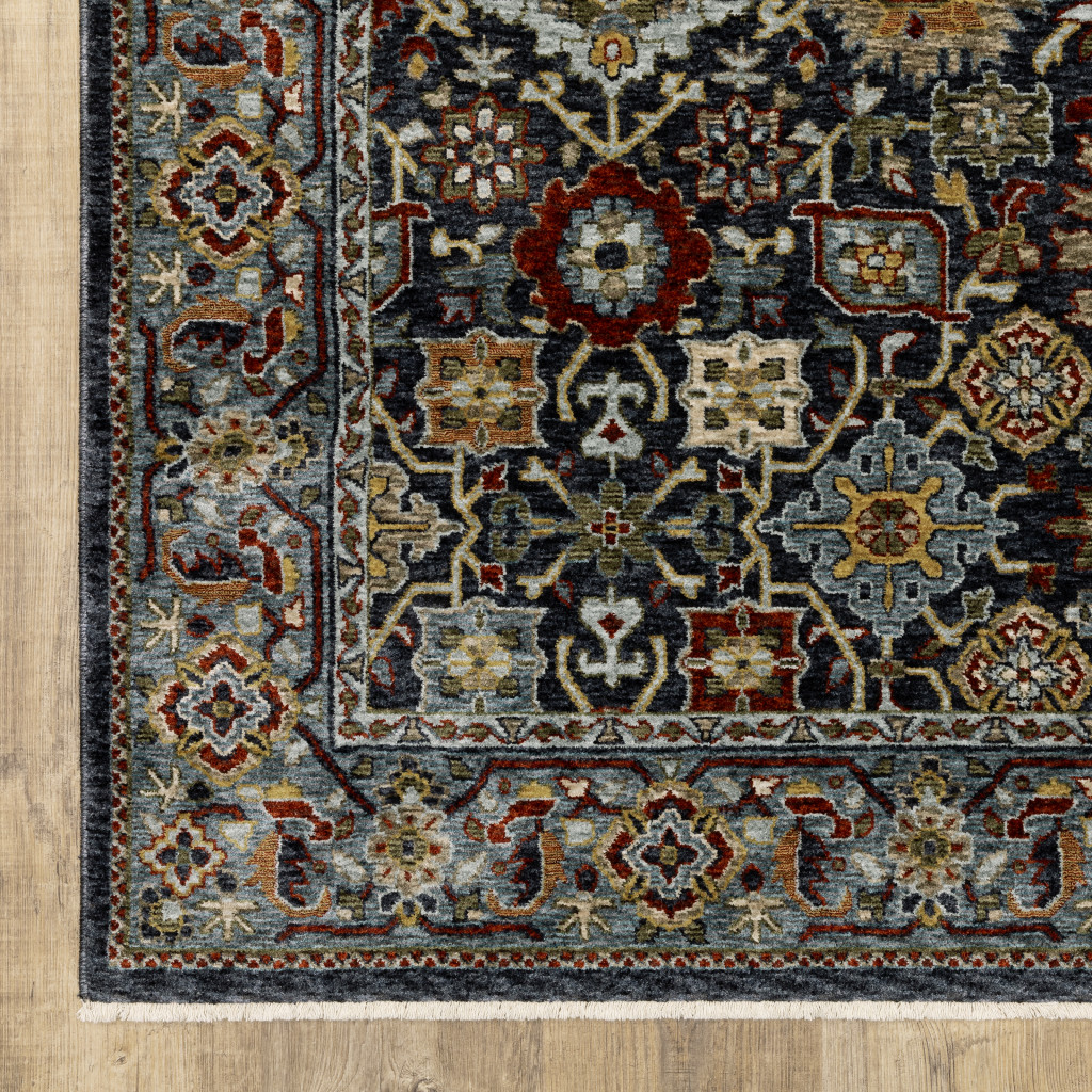 3 X 5 Blue Red Beige Orange green And Rust Oriental Power Loom Stain Resistant Area Rug With Fringe