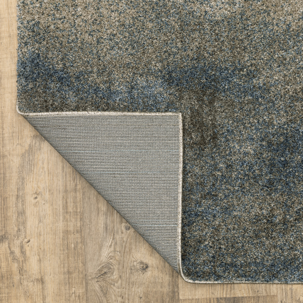 8" Runner Grey and Teal Blue Abstract Power Loom Runner Rug