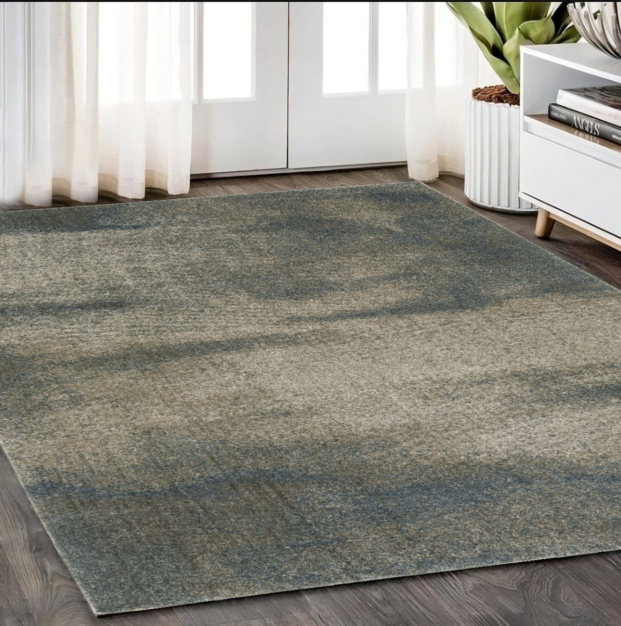 5" X 8" Gray Abstract Power Loom Area Rug