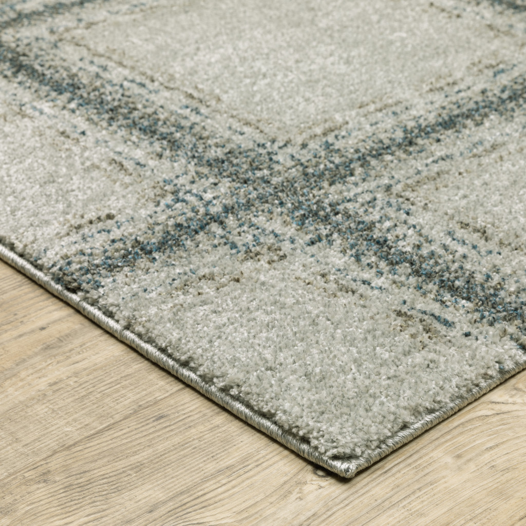 8" Runner Gray Geometric Power Loom Runner Rug