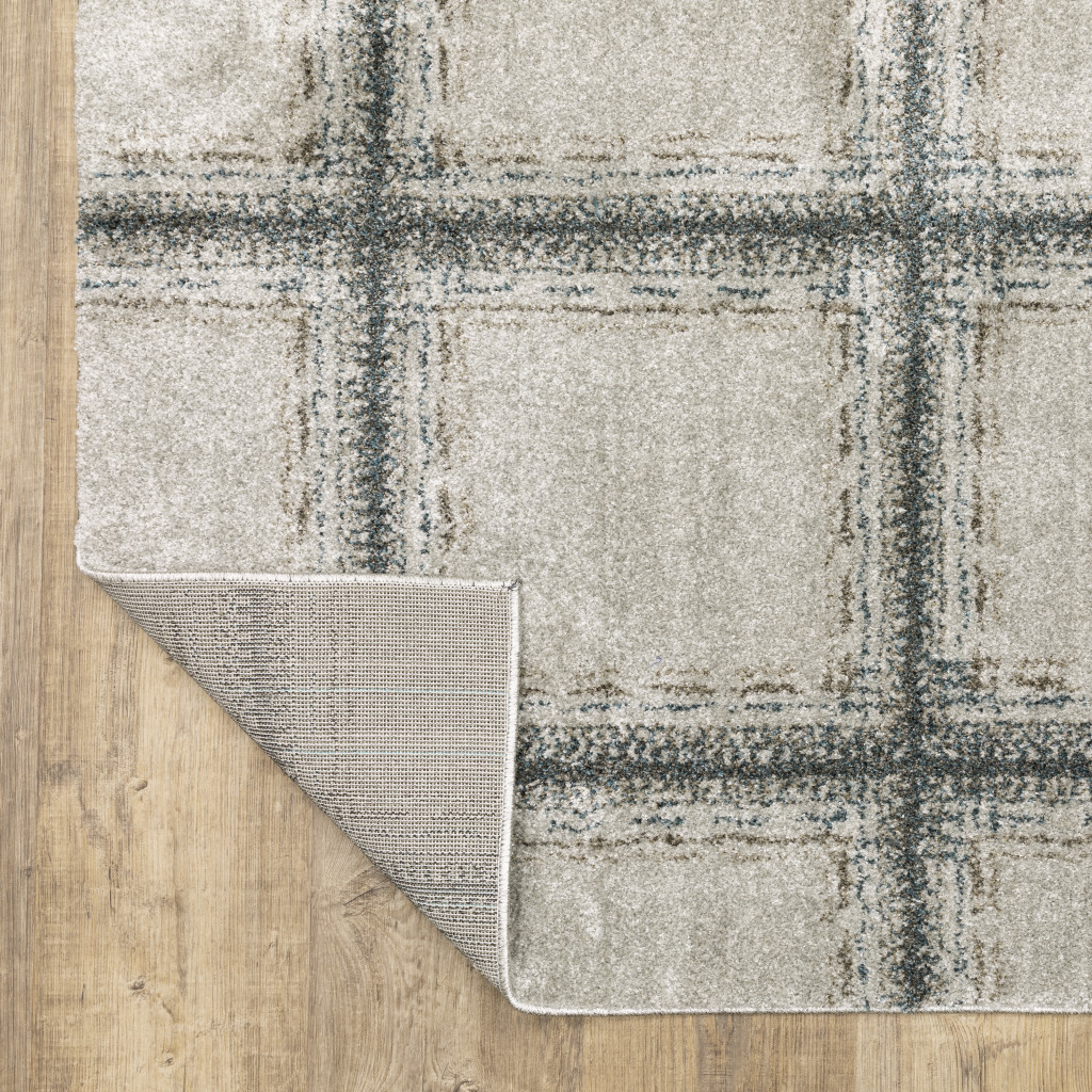 8" Runner Gray Geometric Power Loom Runner Rug