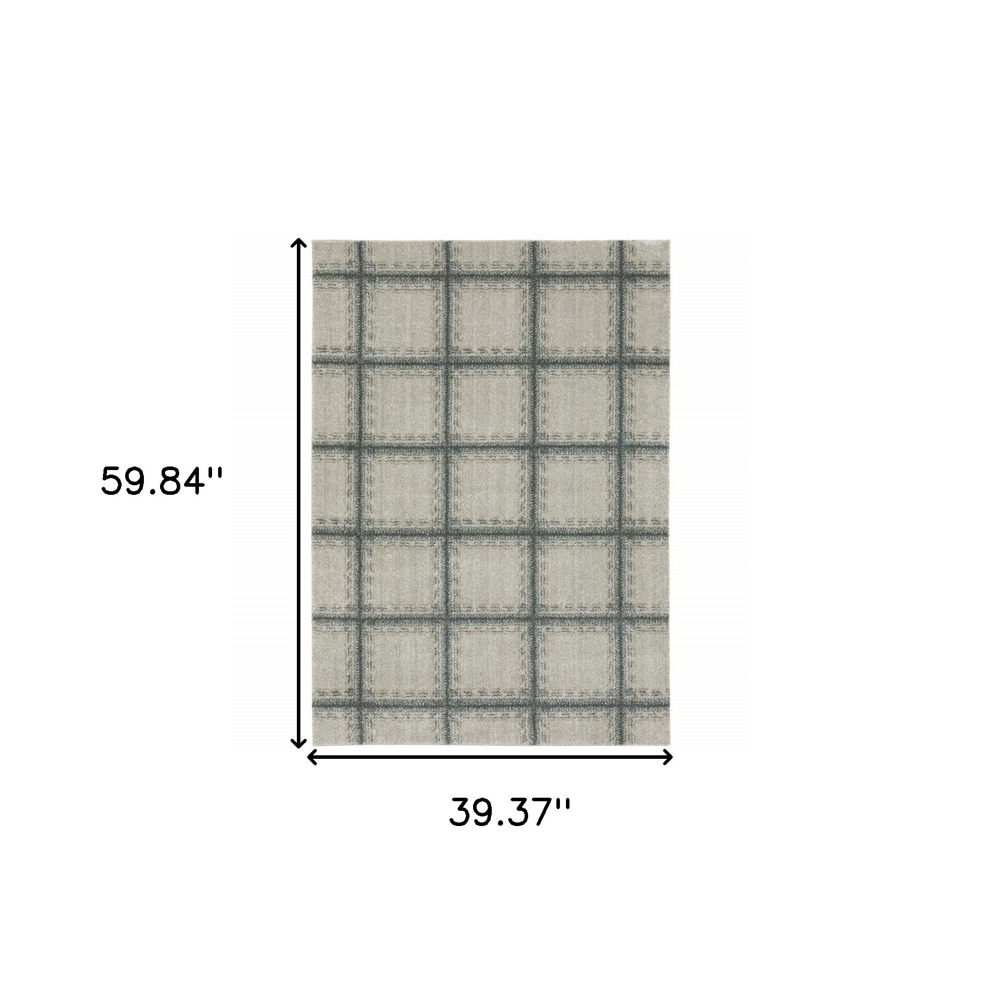 3" X 5" Gray Geometric Power Loom Area Rug