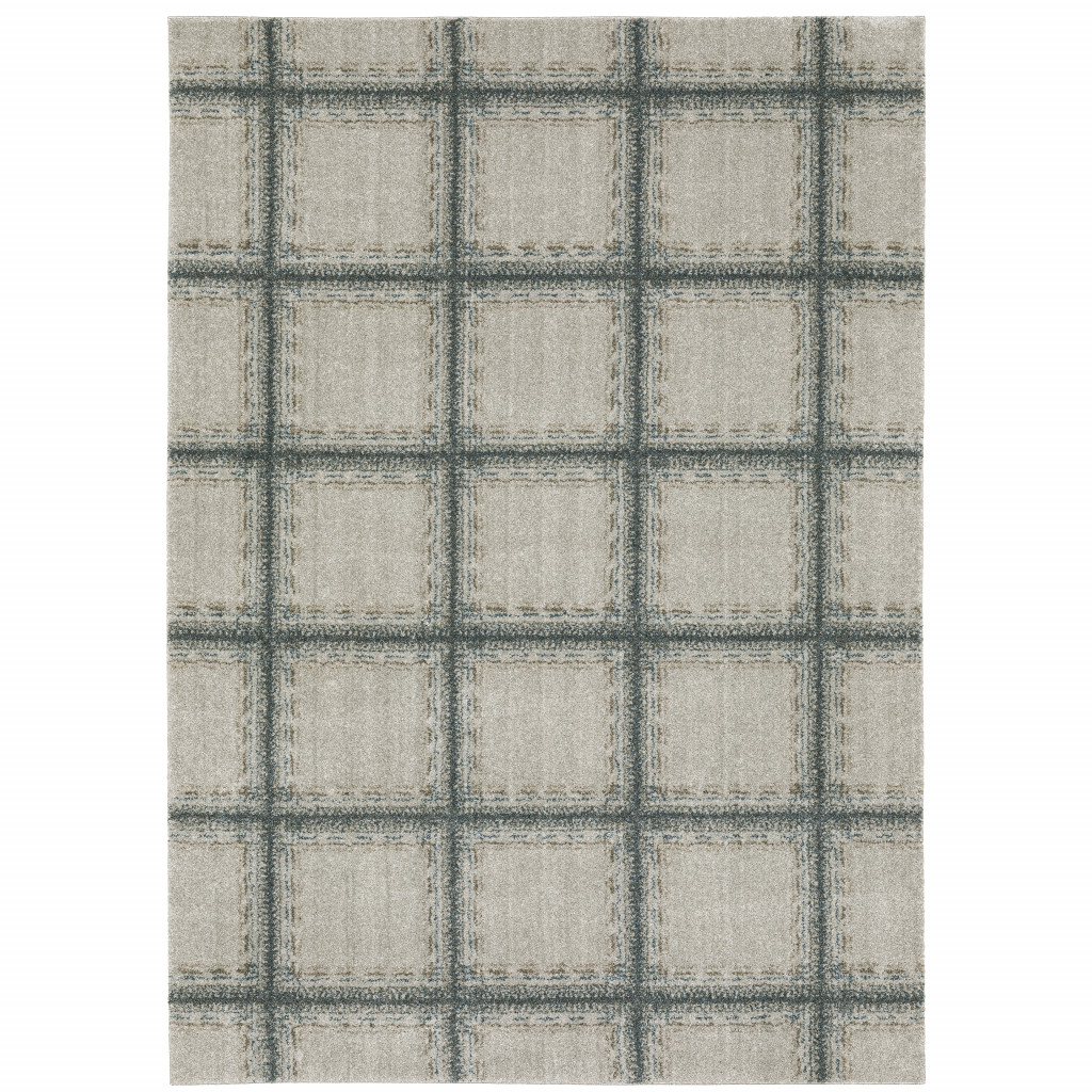 10" X 13" Gray Geometric Power Loom Area Rug