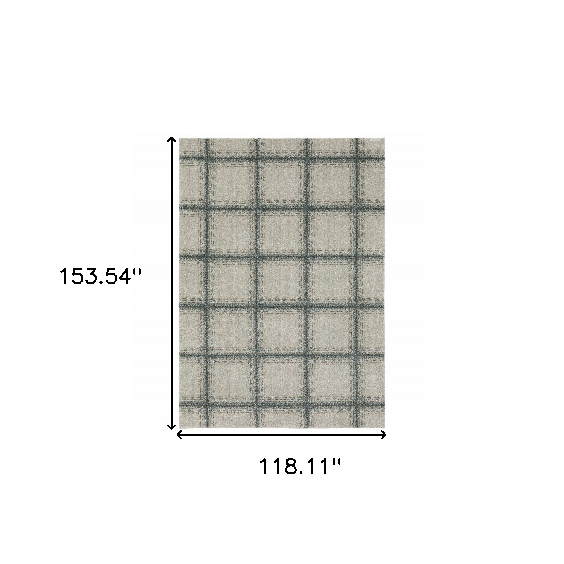 10" X 13" Gray Geometric Power Loom Area Rug
