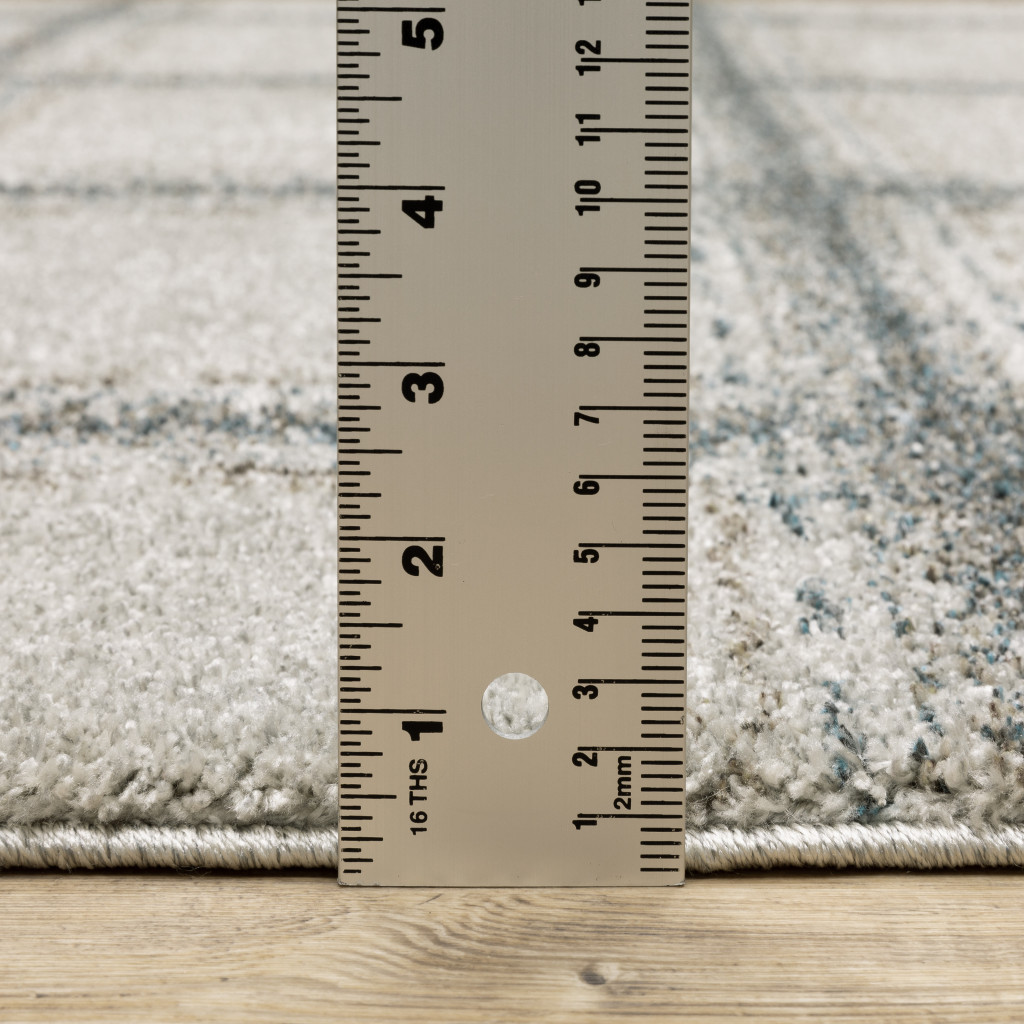 10" X 13" Gray Geometric Power Loom Area Rug
