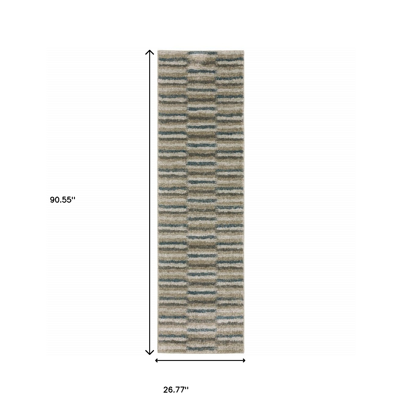 8" Runner Teal Blue Geometric Power Loom Runner Rug