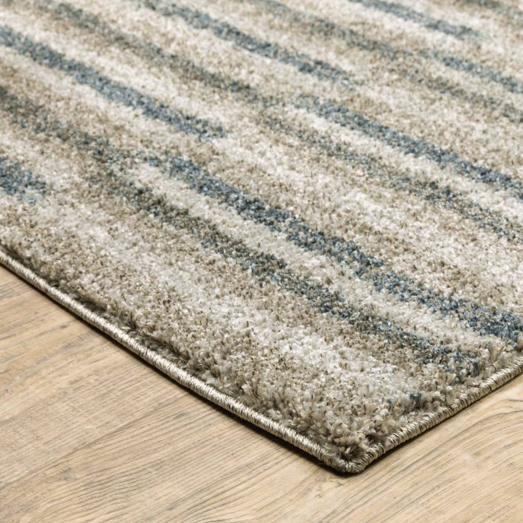 8" Runner Teal Blue Geometric Power Loom Runner Rug