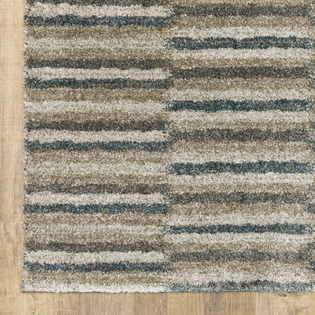 8" Runner Teal Blue Geometric Power Loom Runner Rug