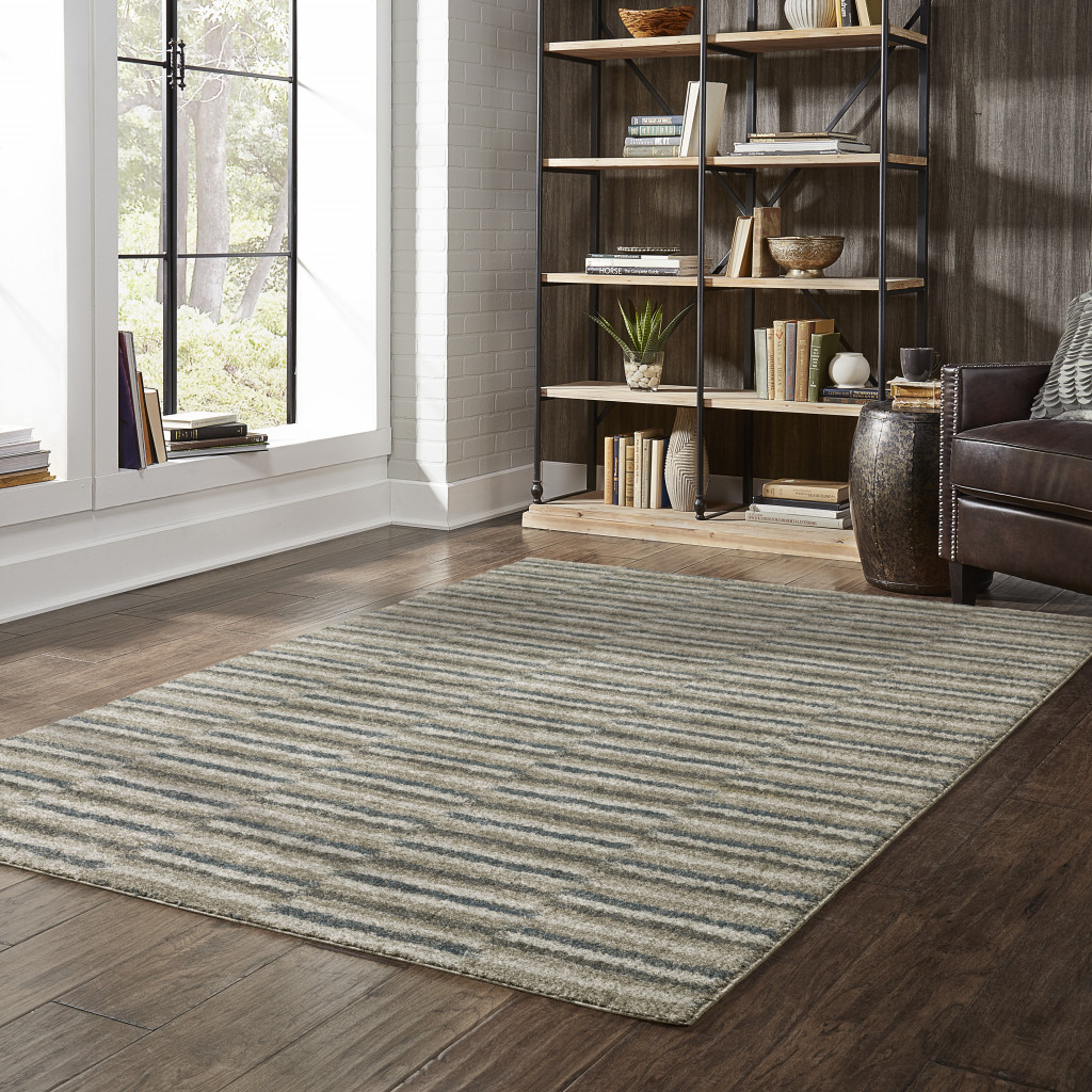 3" X 5" Teal Blue Geometric Power Loom Area Rug