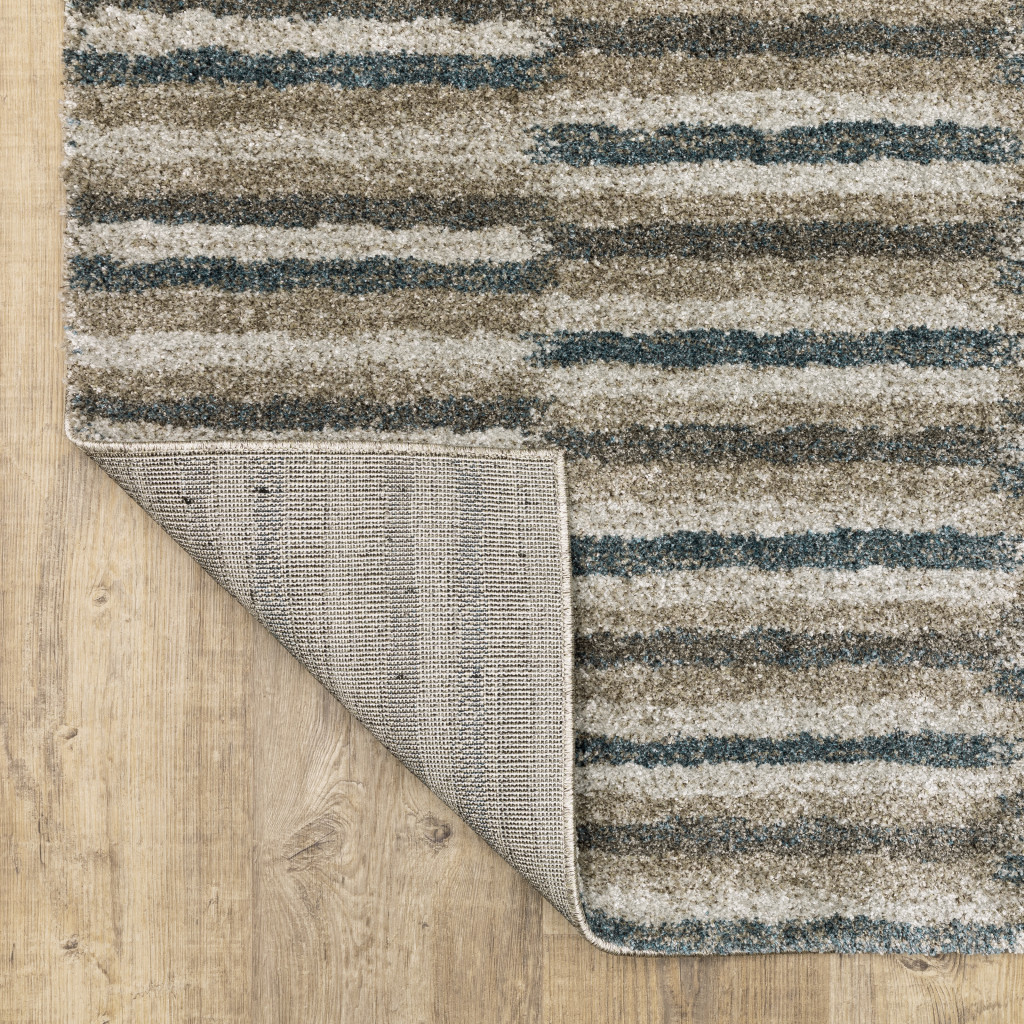 8" X 11" Teal Blue Geometric Power Loom Area Rug
