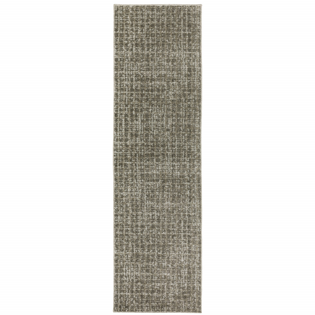 2 X 8 grey Tan And Beige geometric Power Loom Stain Resistant Runner Rug