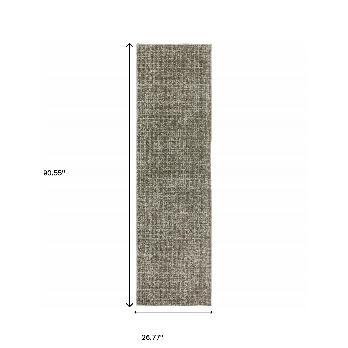 8" Runner Gray Geometric Power Loom Runner Rug