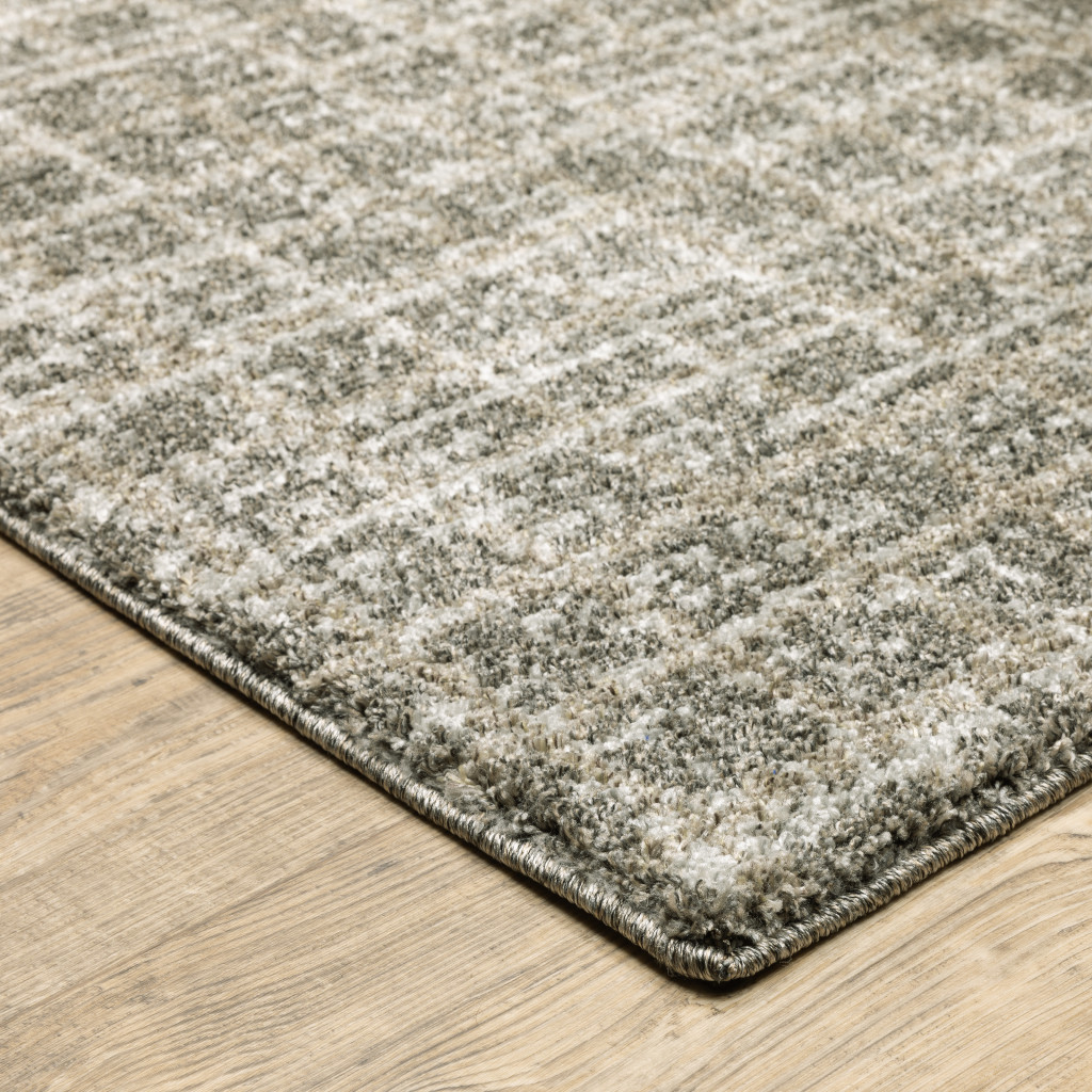 8" Runner Gray Geometric Power Loom Runner Rug