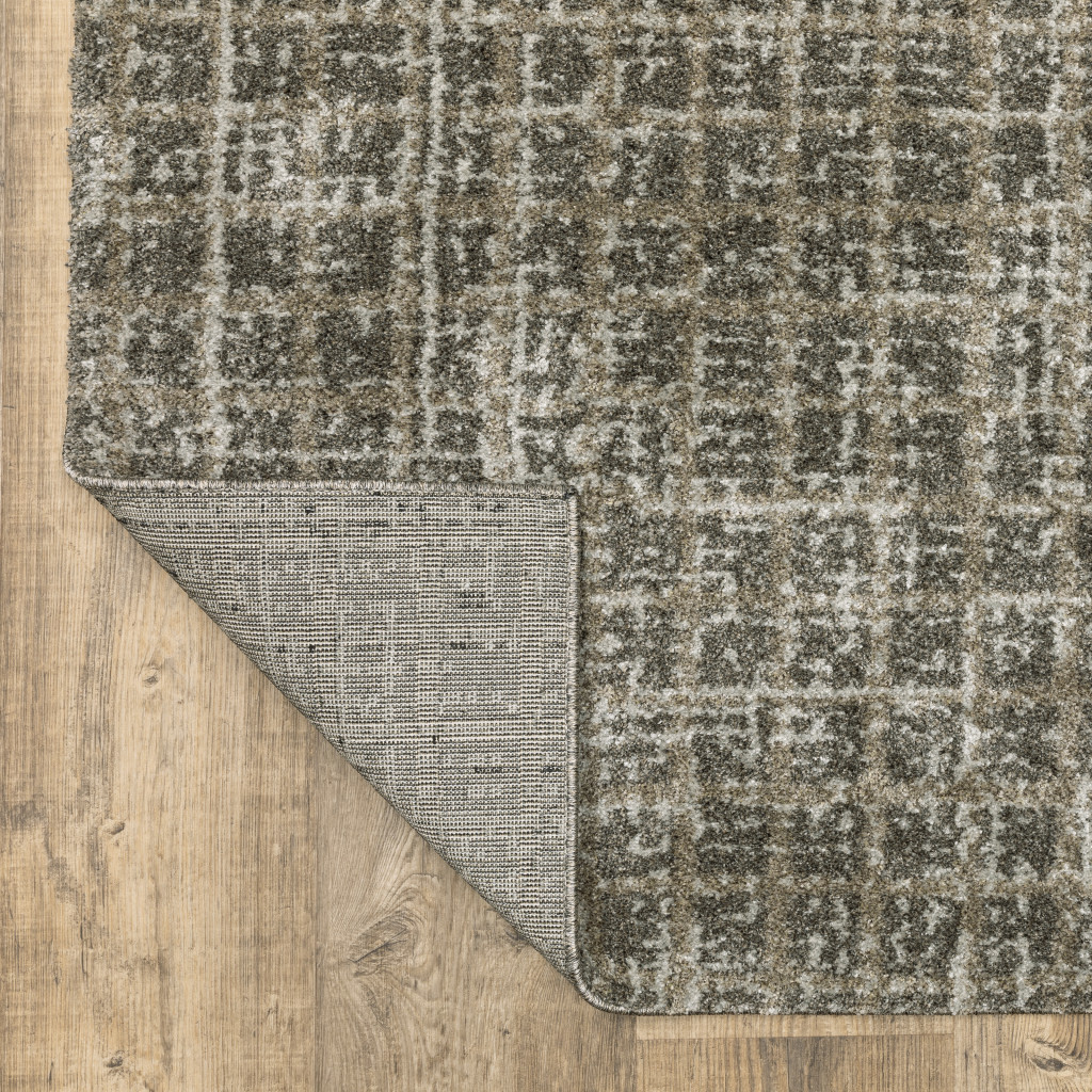 8" Runner Gray Geometric Power Loom Runner Rug