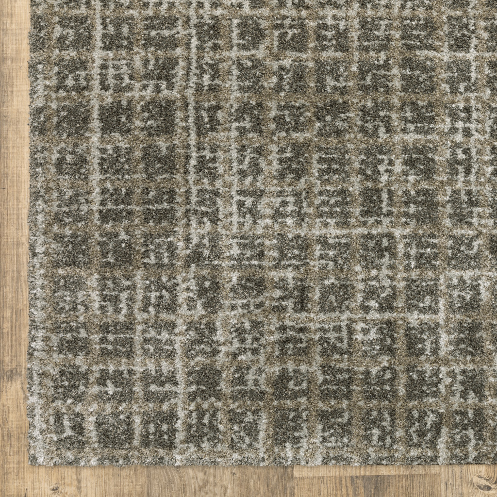 2 X 8 grey Tan And Beige geometric Power Loom Stain Resistant Runner Rug