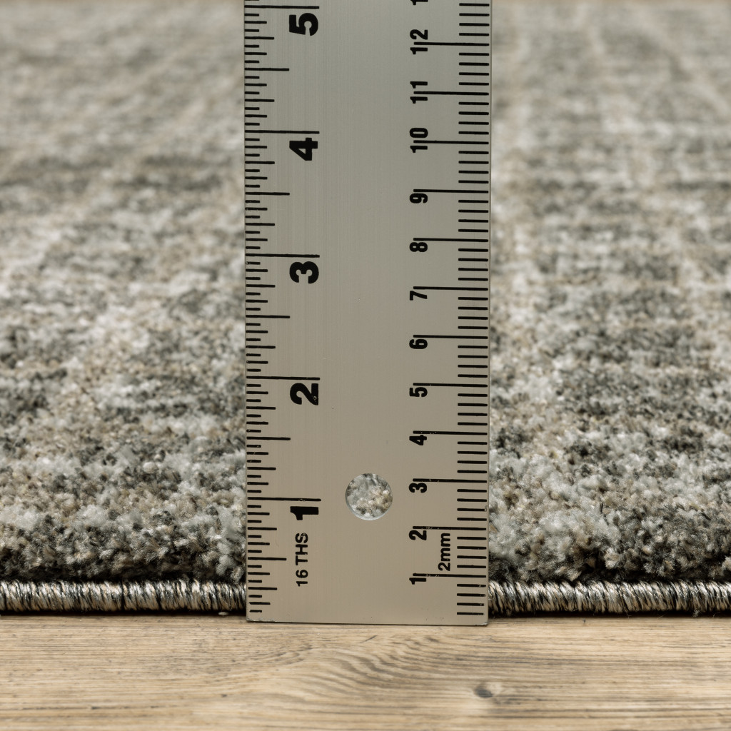 8" Runner Gray Geometric Power Loom Runner Rug