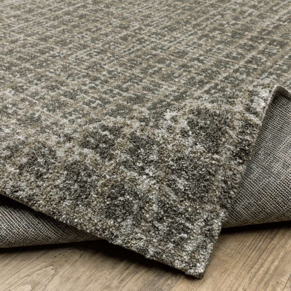 8" Runner Gray Geometric Power Loom Runner Rug