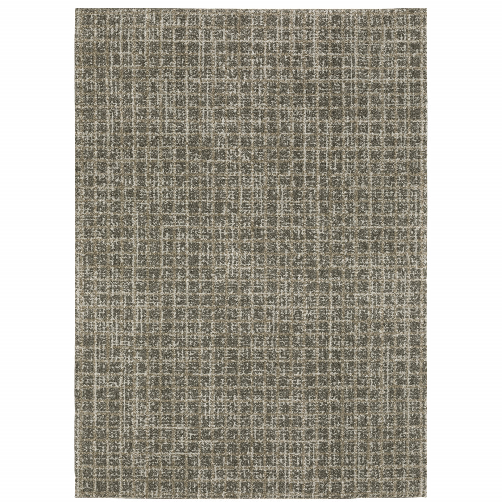 5" X 8" Gray Geometric Power Loom Area Rug