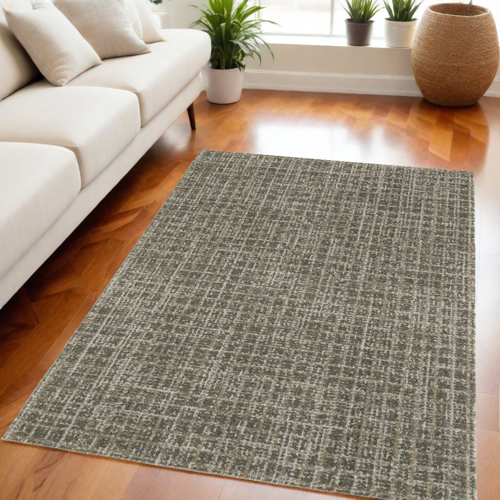 5" X 8" Gray Geometric Power Loom Area Rug