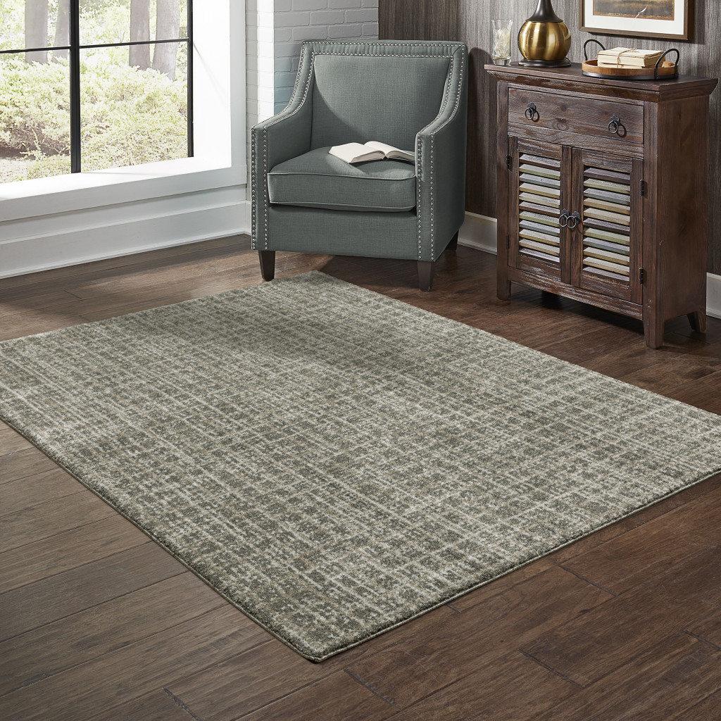 8" X 11" Gray Geometric Power Loom Area Rug