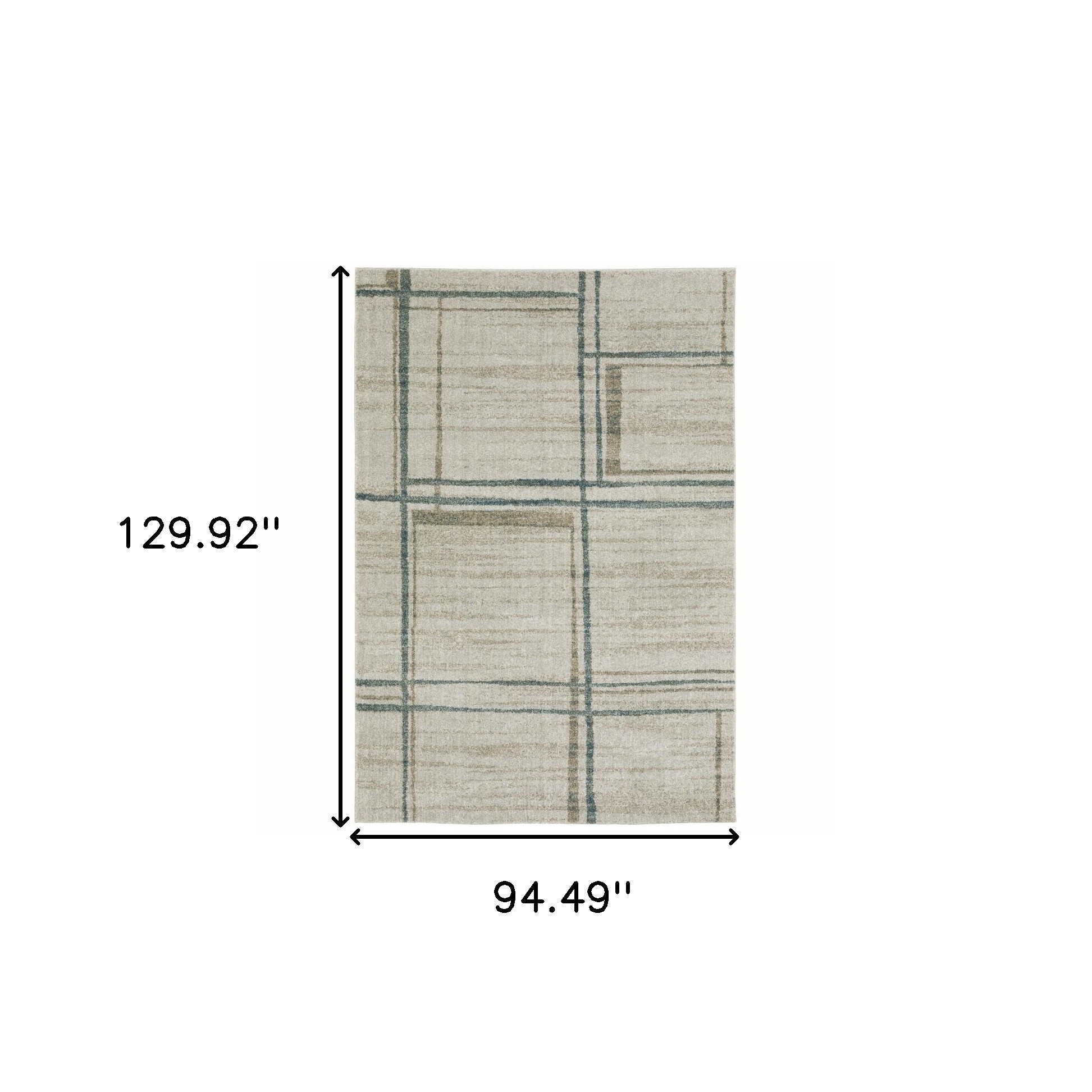 8" X 11" Beige Blue and Gray Geometric Power Loom Area Rug