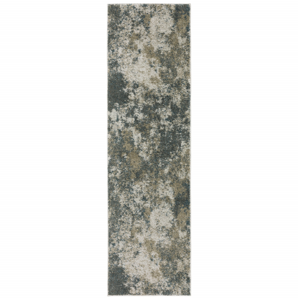 8" Runner Tan and Gray Abstract Power Loom Runner Rug