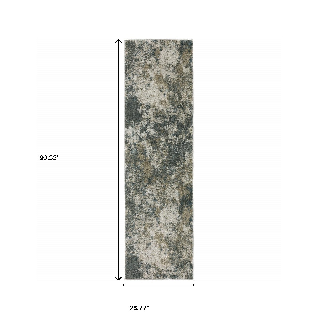 8" Runner Tan and Gray Abstract Power Loom Runner Rug