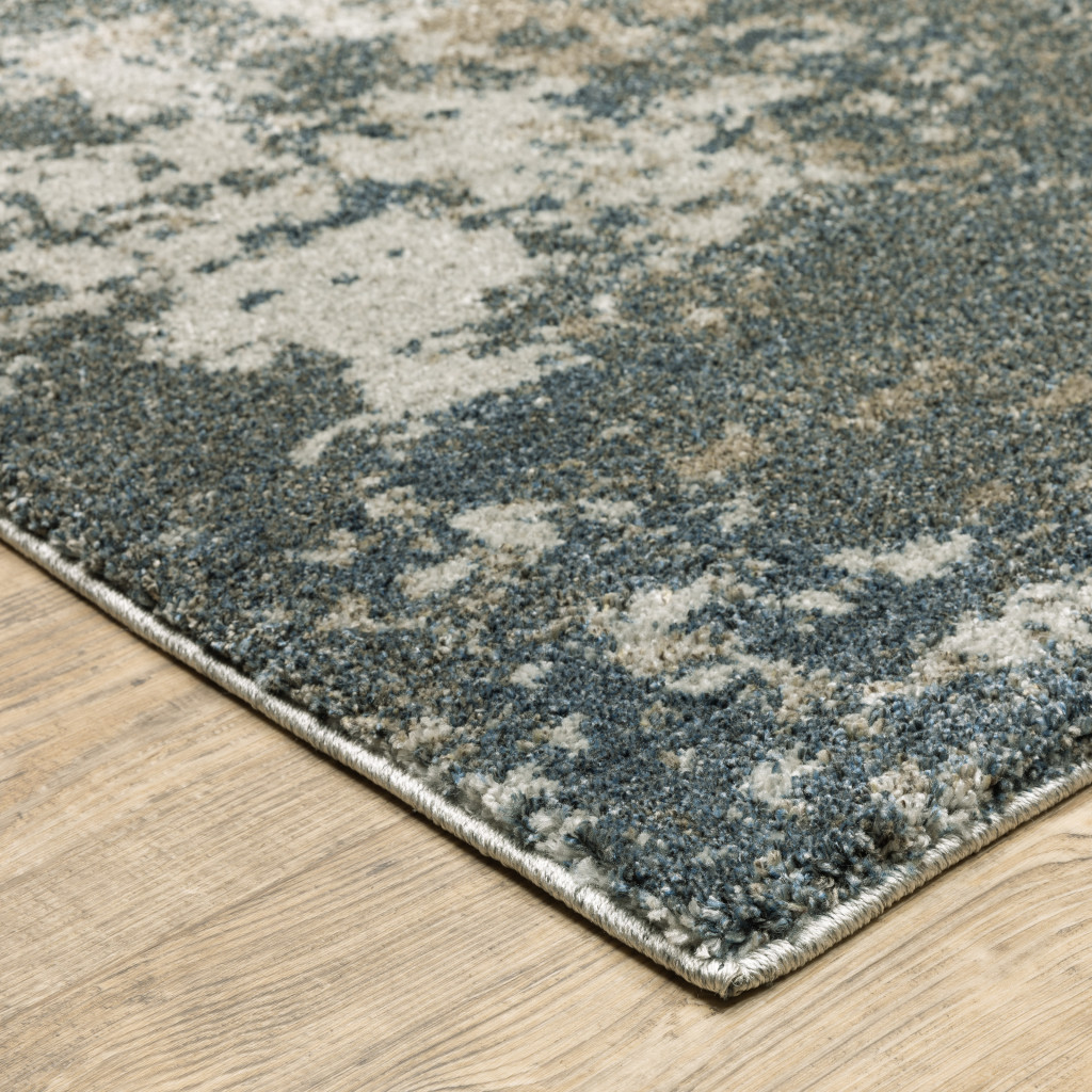 8" Runner Tan and Gray Abstract Power Loom Runner Rug