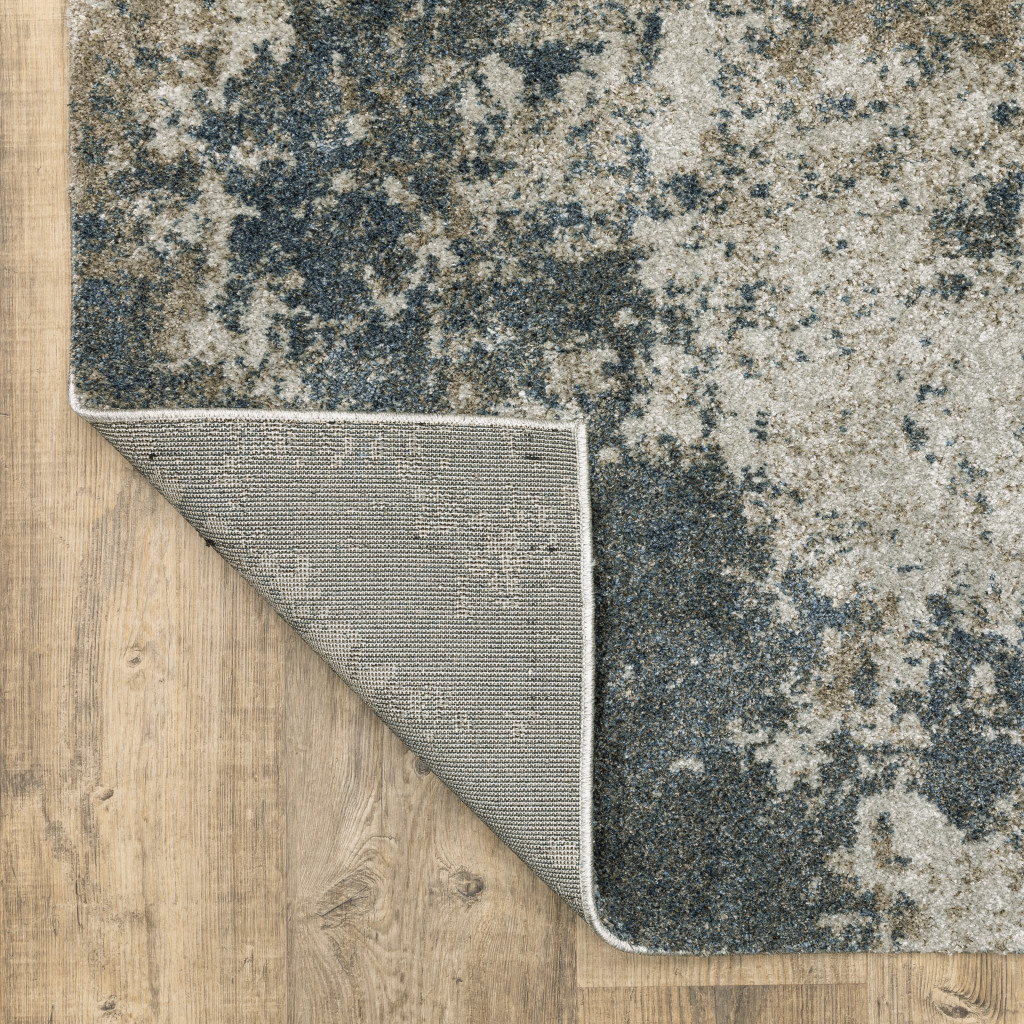 8" Runner Tan and Gray Abstract Power Loom Runner Rug